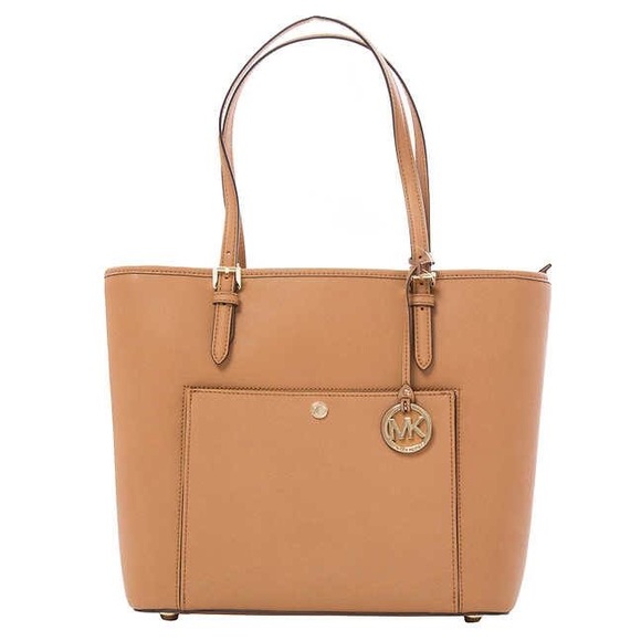Michael Kors Handbags - Michael Kors Jet Set Large Tote Saffiano Leather Shoulder Bag Acorn Camel Purse